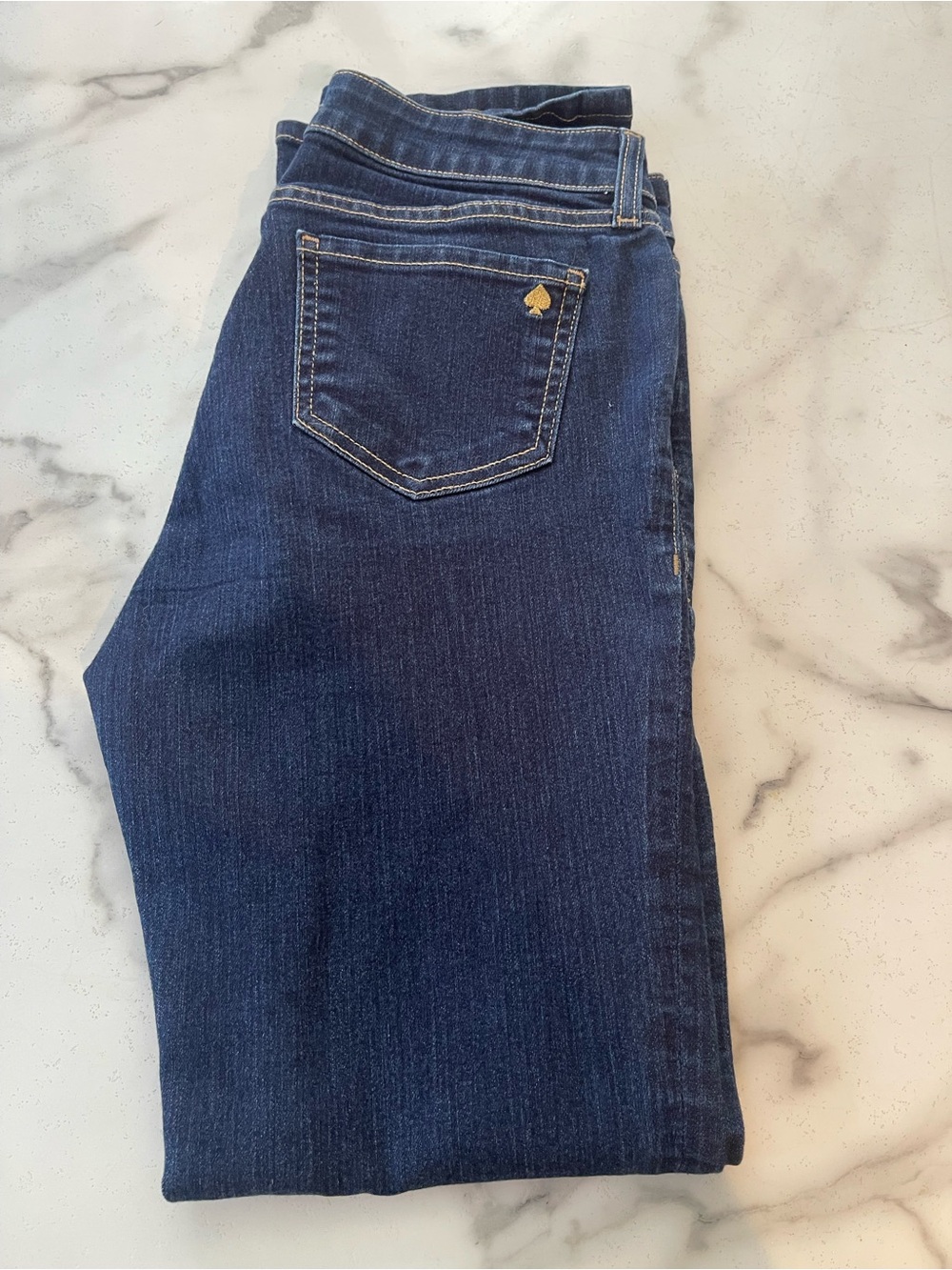 kate spade Dark Blue Skinny Jeans with Gold Spade Accent